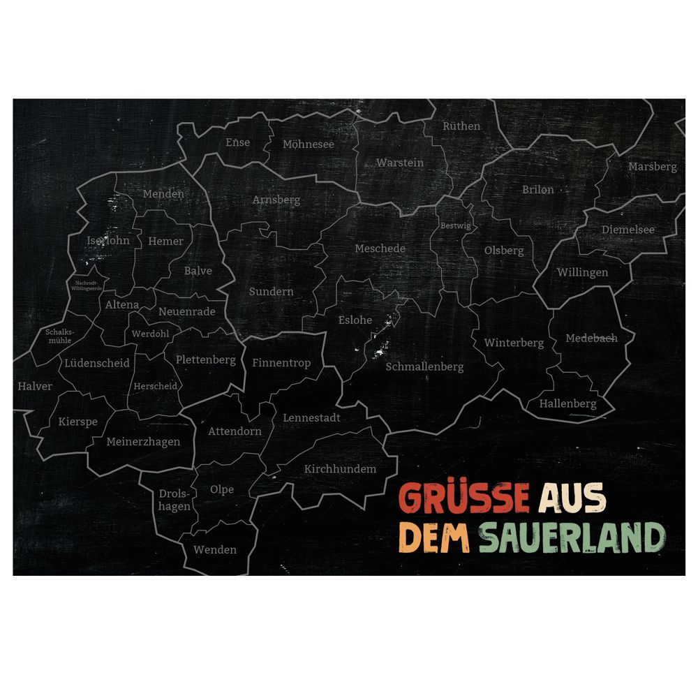 Grußkarte – Sauerland-Karte-zoom-mobil