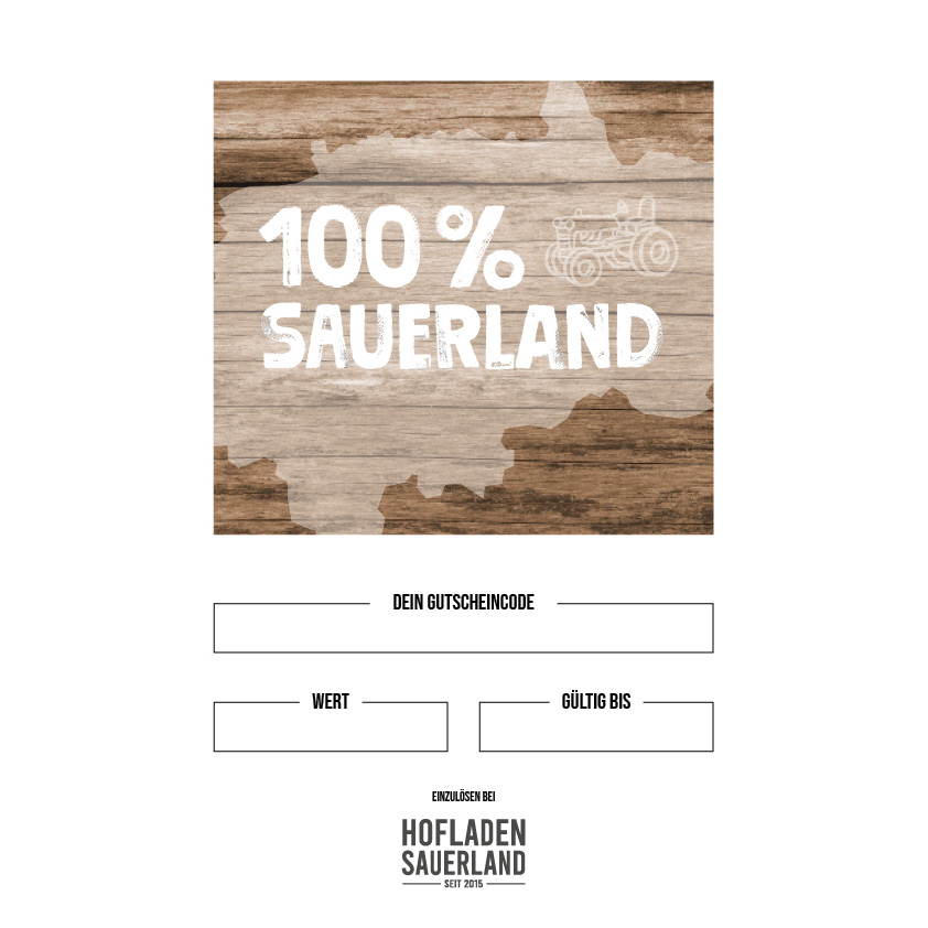 Gutschein "100% Sauerland" zum Ausdrucken vom Hofladen Sauerland-slides