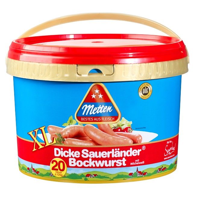 "Dicke Sauerländer" Bockwurst XL 20x125g im Eimer
