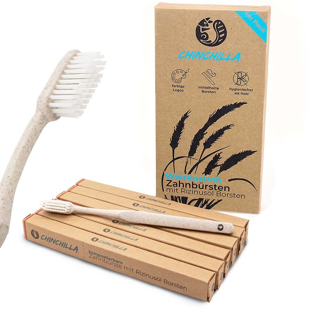 Zahnbürsten mit  Rizinusöl 6er Pack von Chinchilla