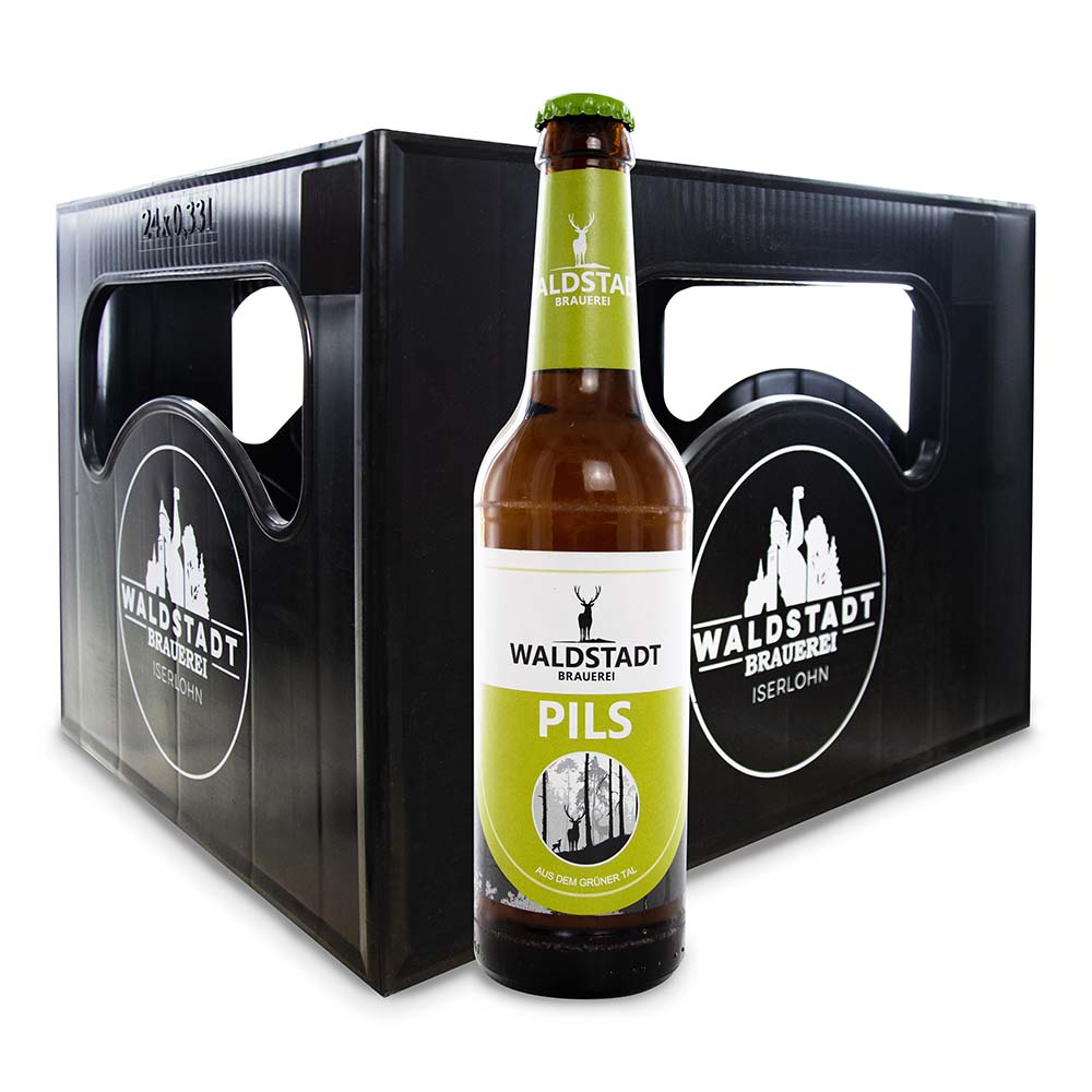 Waldstadtbier Pils von der Waldstadtbrauerei Iserlohn im Kasten-slides