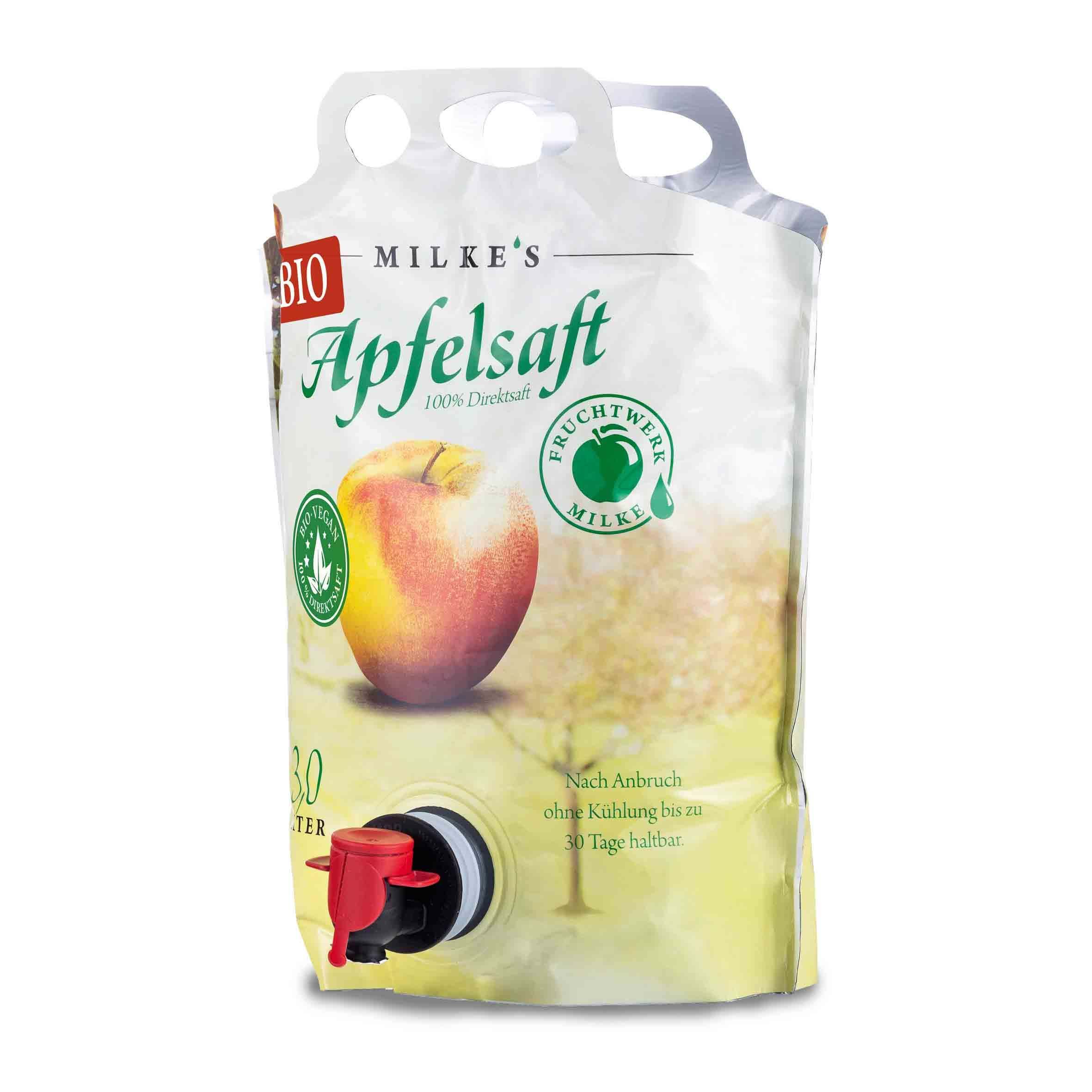 Bio-Apfelsaft Pouch Bag von Milke
