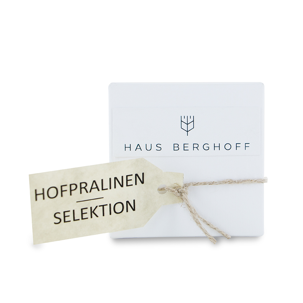 Hofpralinen -Selektion von Haus Berghoff in der Verpackung-slides